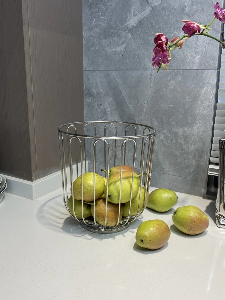 

Ele Living Room Decorative Hollow out Stainl Steel 304 Fruit Basket Lightweight Luxury Fruit And Vegetable Basket