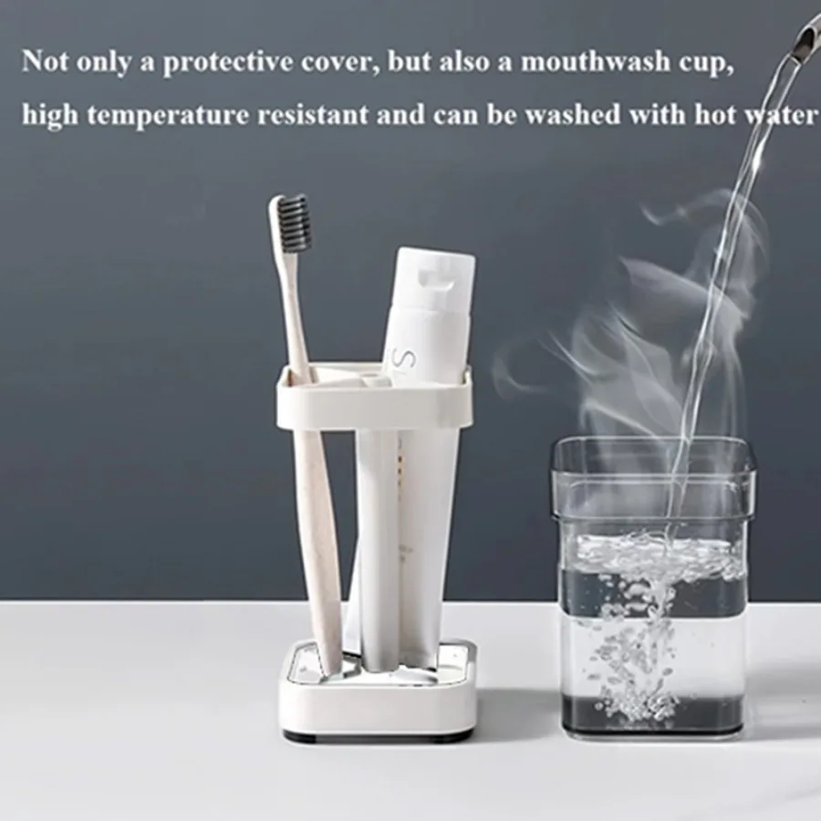 Toothbrush Holder Cup Set – 2-in-1 Mouthwash Cup & Organizer for Students, Couples & Bathroom Use – Compact & Practical