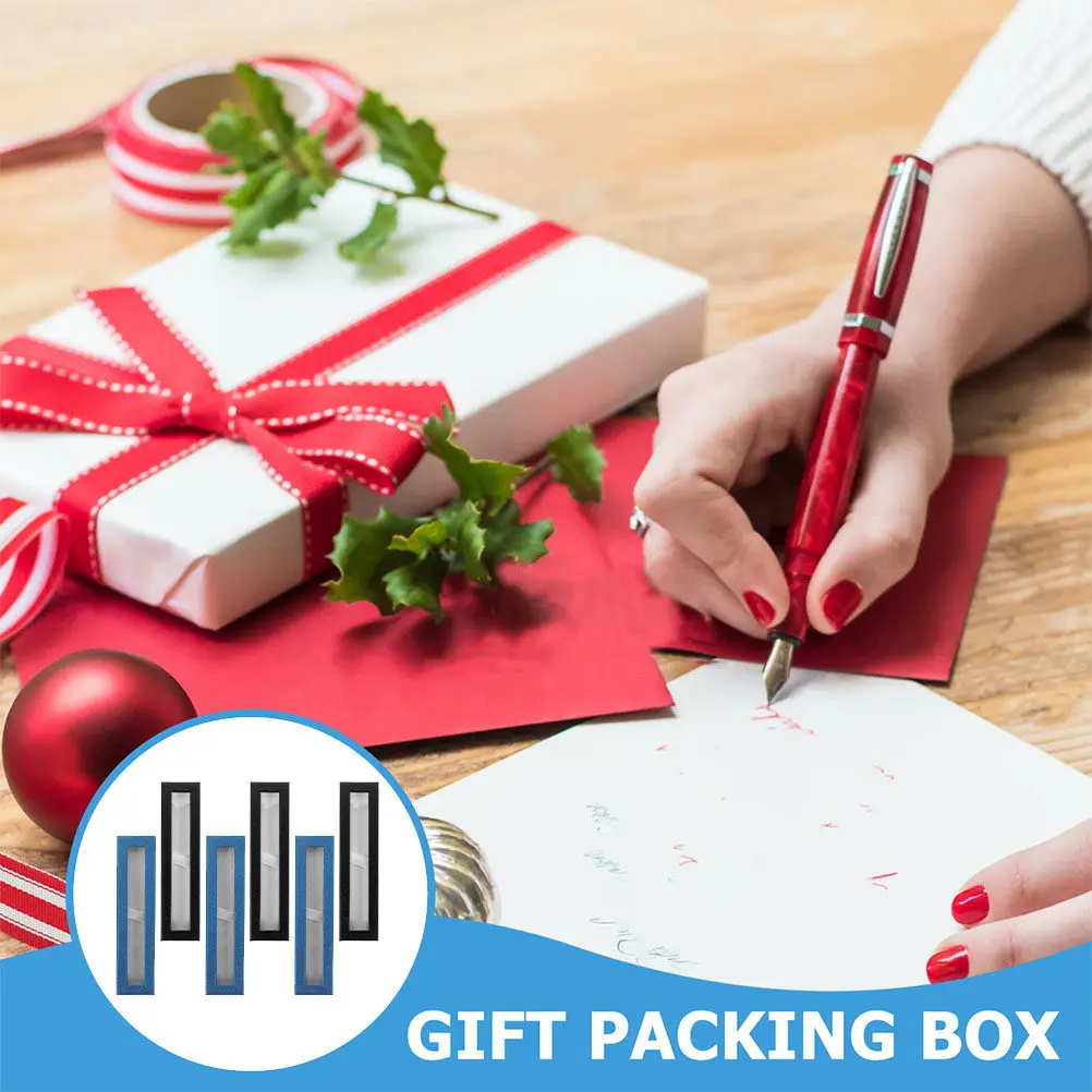 6Pcs Pen Boxes Protective Pencil Cases Paper Material Portable Clear Window Storage Organizer Gift Display Pen Boxes Gift Empty