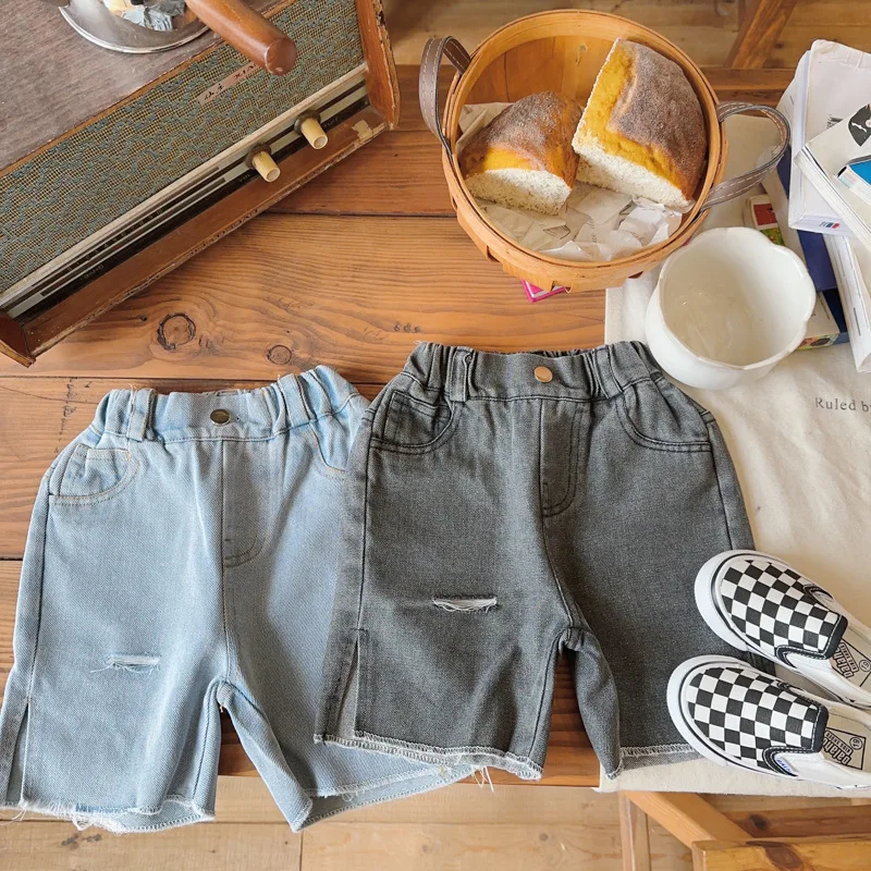 

Children's Shorts 2023 Summer New Cotton Loose Versatile Capris Korean Fashion Denim Shorts Elastic Waist