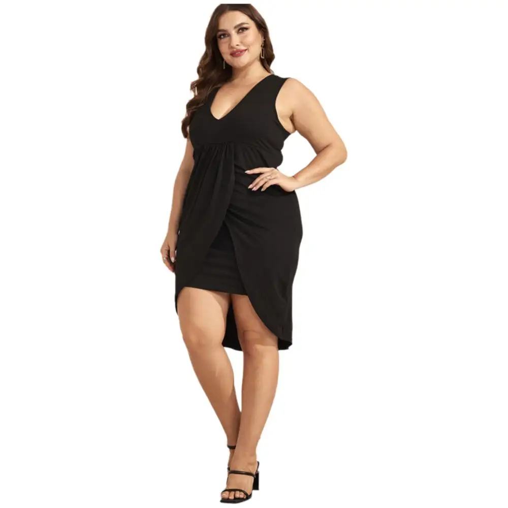 

Plus Size Womens V Neck Sleeveless Strapless Bodycon Midi Sundress Ladies Slim Fit Sexy Party Gown Cocktail Clubwear