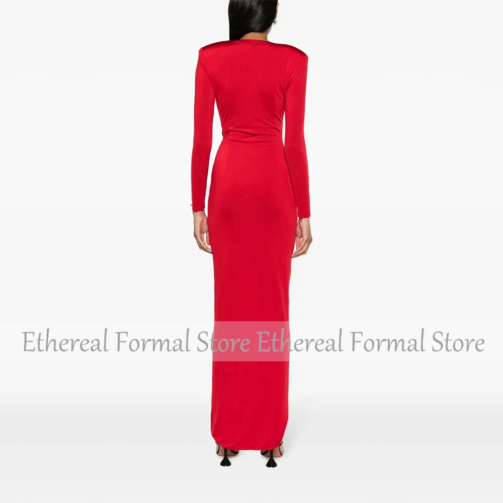 Modernes Damen-Abendkleid mit V-Ausschnitt, Meerjungfrau, bodenlang, formelles Partykleid mit Blumen, Ballkleid mit langen Ärmeln, Saudi-Kleid