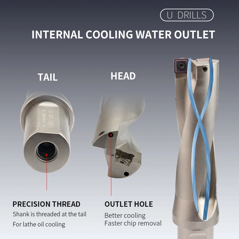 WC Series C20 C25 C32 C40 Drill Bites Insert Drill Metal Drill Bits 11mm-49mm CNC Wate Depth Indexable U Drill Machinery Lathesr