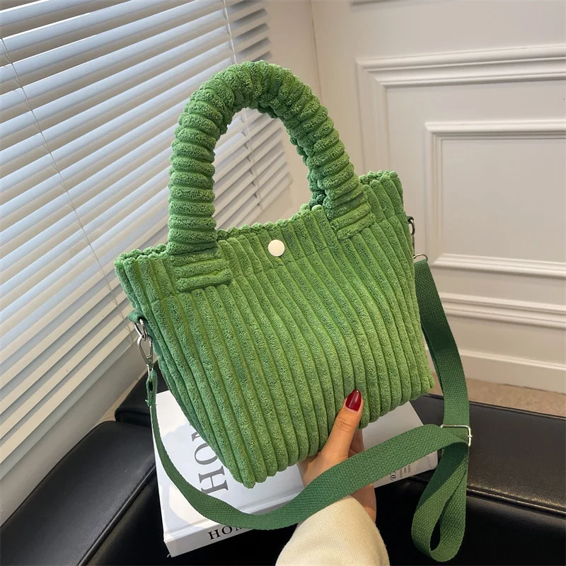 Woman 2026 Autumn-Winter New Style Korean Ins Denim Velvet Plush Shoulder Crossbody Bag High-Quality Handbag for Women