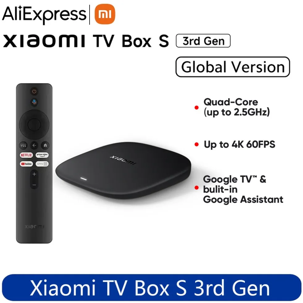 Оригинальная глобальная версия Xiaomi TV Box S 3-го поколения 4K Ultra HD 2G 32G WiFi BT5.2 Google TV Cast Netflix Smart TV Box Media Player