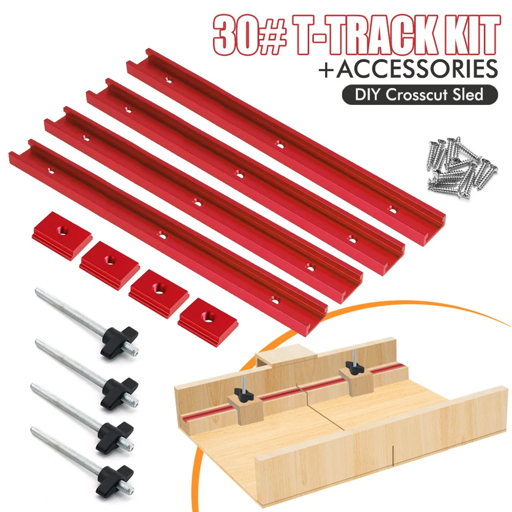 

30# T-track Woodworking Kit And Accessories Aluminum T-tracks Slot Miter Track for Router Table Workbench DIY Crosscut Sled Tool