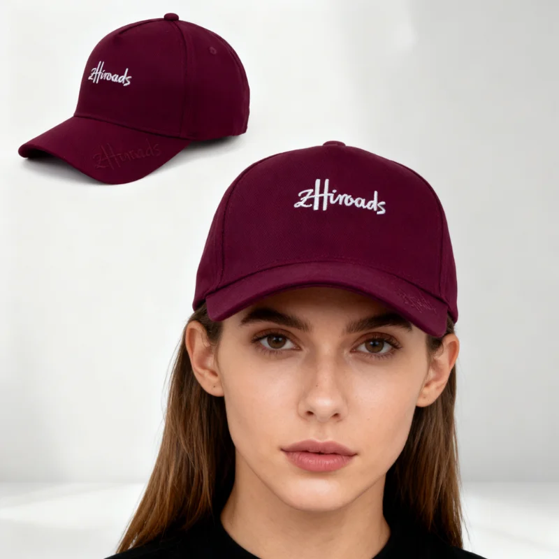 Gorra de béisbol granate con letras bordadas, sombrero ajustable para el sol, moda urbana coreana