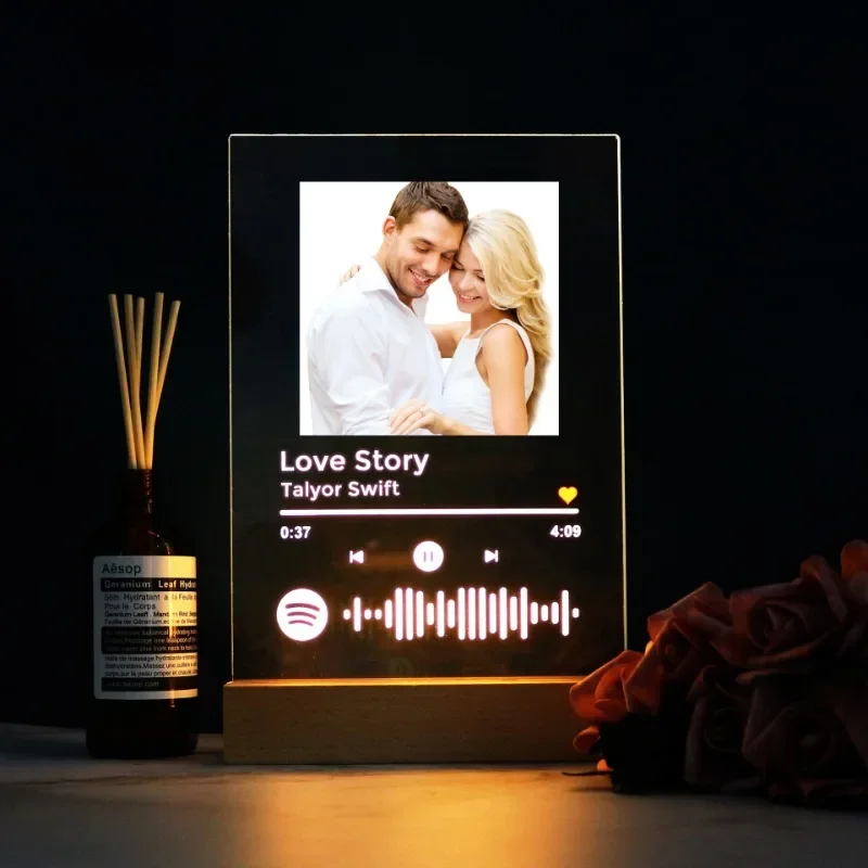 Personalized Spotify Music Plaque, Custom Photo Acrylic Board, Favorite Song Album Cover, Birthday Gift for Girlfriend