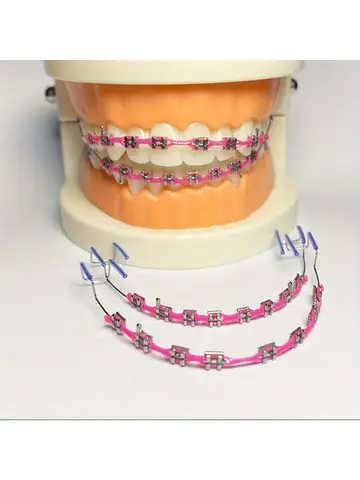 1pair Fashionable Tooth Decoration Set with Metal Chain - Upgraded Dental Model Kit for Upper/Lower Matching, Daily Party Wear