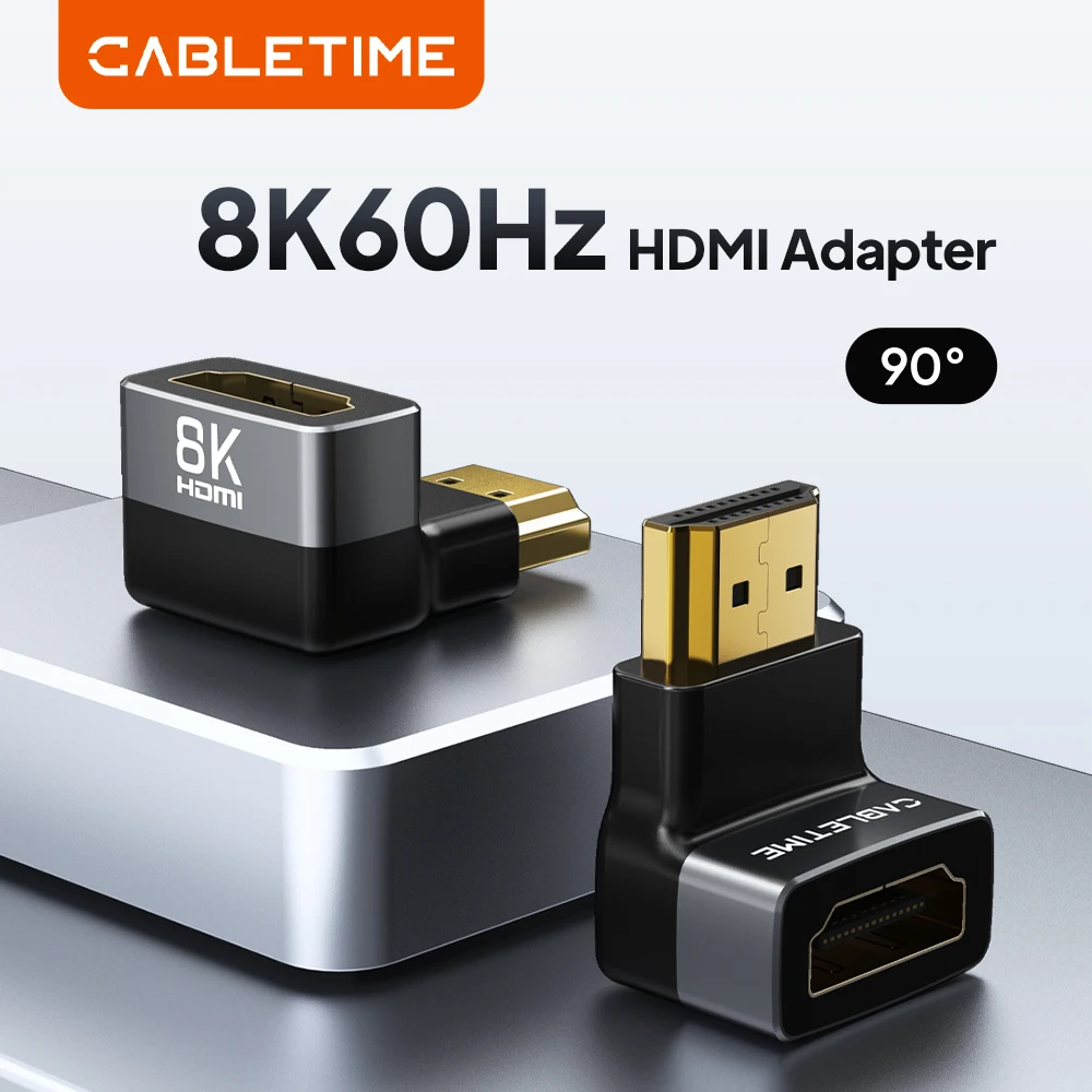 CABLETIME 8K HDMI-kompatibler Adapter Stecker auf Buchse Konverter Adapter UHD2.1 Unterstützung 8K HDMI 2.1 4K 120Hz 48Gbps