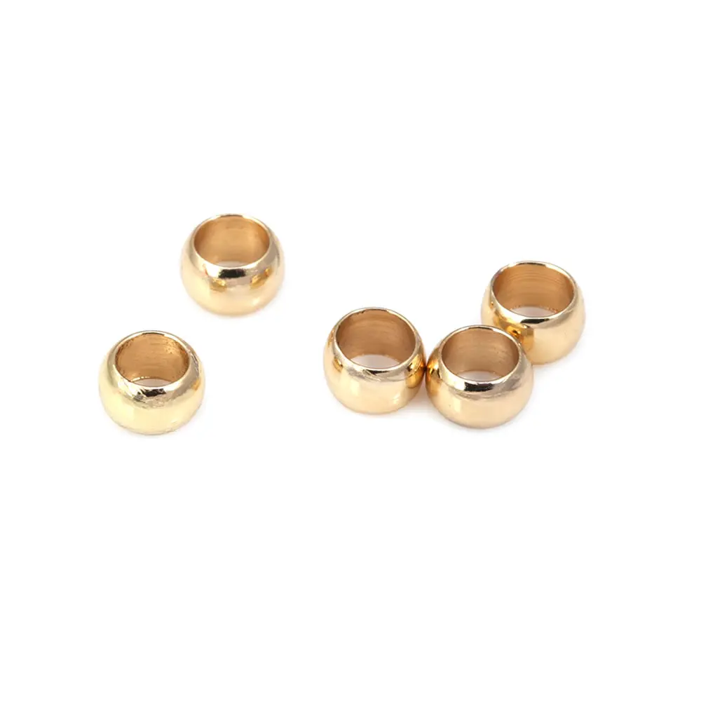 30PCS 4x2MM 6x5MM 18K Gold Color Brass Large hole Spacer Beads Bracelet Beads Jewelry Making Supplies Diy Findings Accessories