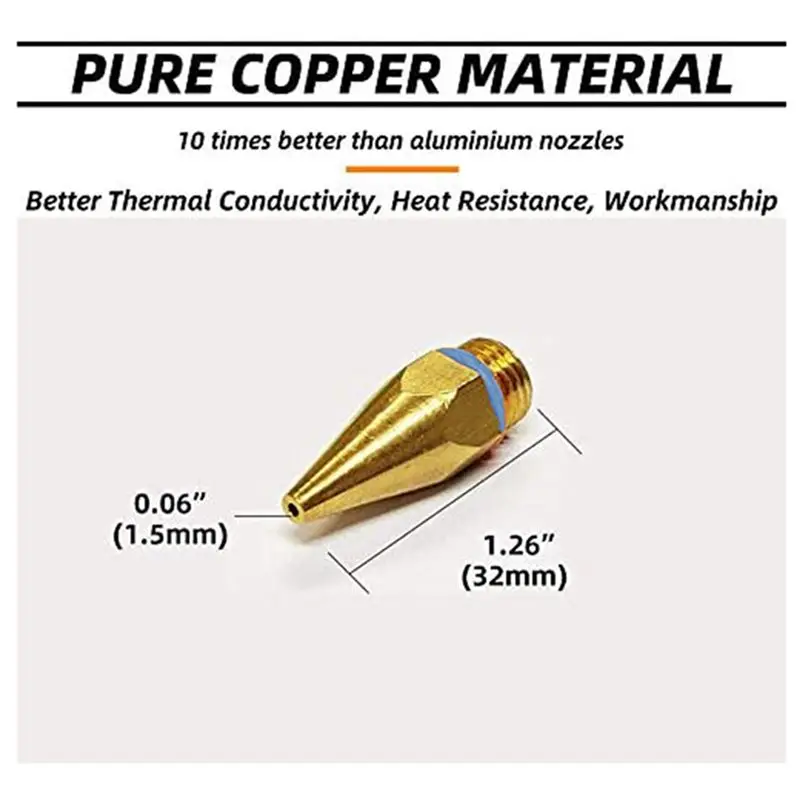 AEE3-3Pcs Hot Glue-Gun Tips 7/16Inches Thread Copper Nozzles Parts For Hot Melting Glue-Gun Bore Size 0.05Inch 0.06In 0.08Inx1.2