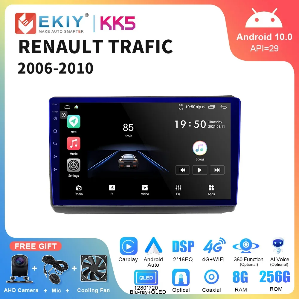 

EKIY KK5 Car Radio For RENAULT TRAFIC 2006-2010 Multimedia Player Navigation GPS CarPlay Android Auto Stereo DSP Stereo 2 Din