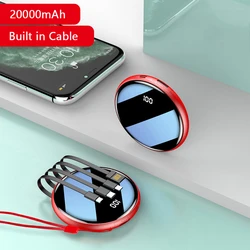 20000mAh Mini Power Bank with Mirror Screen USB C Portable Charger Powerbank for iPhone 15 Samsung Xiaomi External Battery Pack