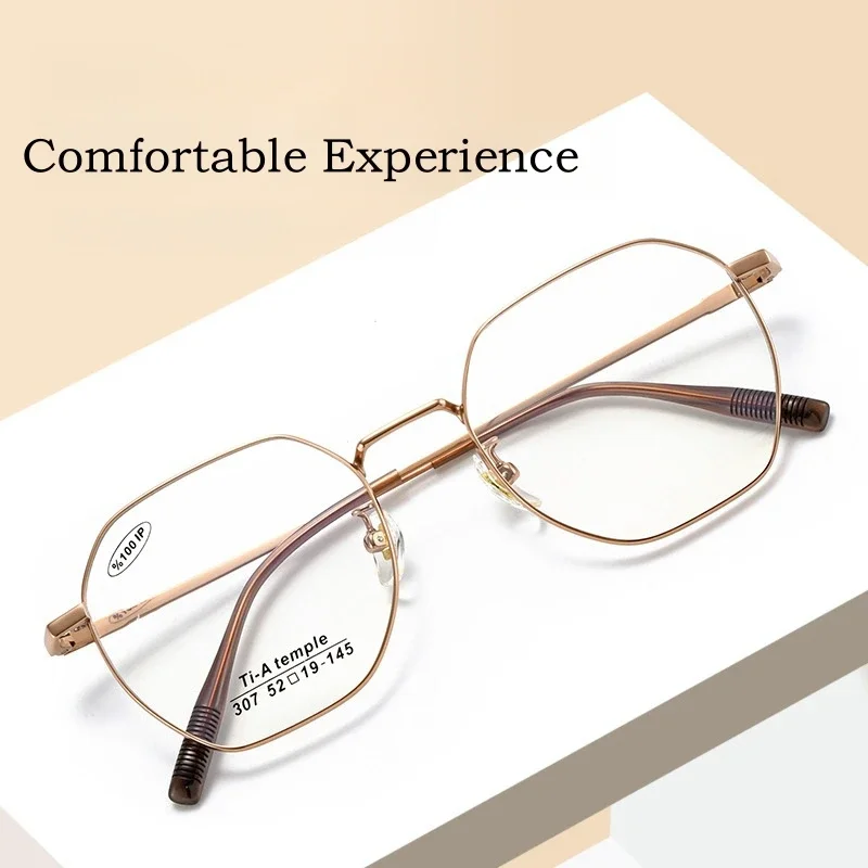 OLLYMURS 超軽量ファッション処方多角形近視メガネ男性レトロチタン合金光学眼鏡女性読書