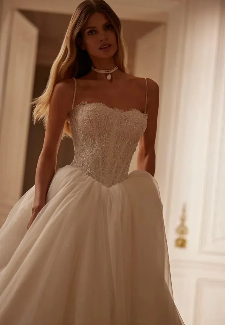Abiti da sposa in pizzo Abito da ballo per la sposa Abiti 2 in 1 Desmontabile Boda Manica lunga Lusso 2025 De Novia Princesa Alta Costura