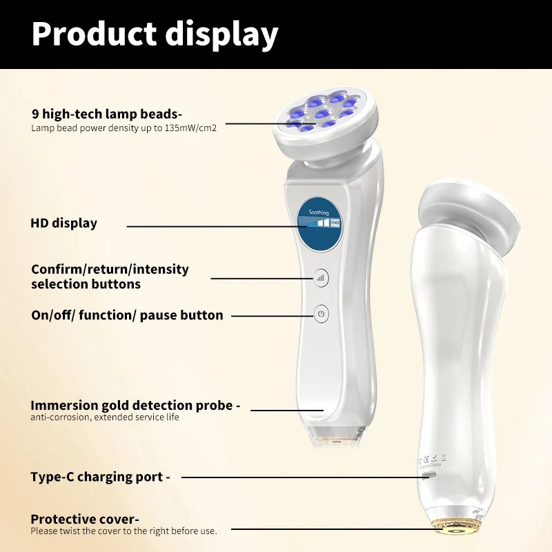 Mini Handheld LED Light Therapy & Skin Detector 2-in-1 Beauty Device, USB Rechargeable Facial Care Tool