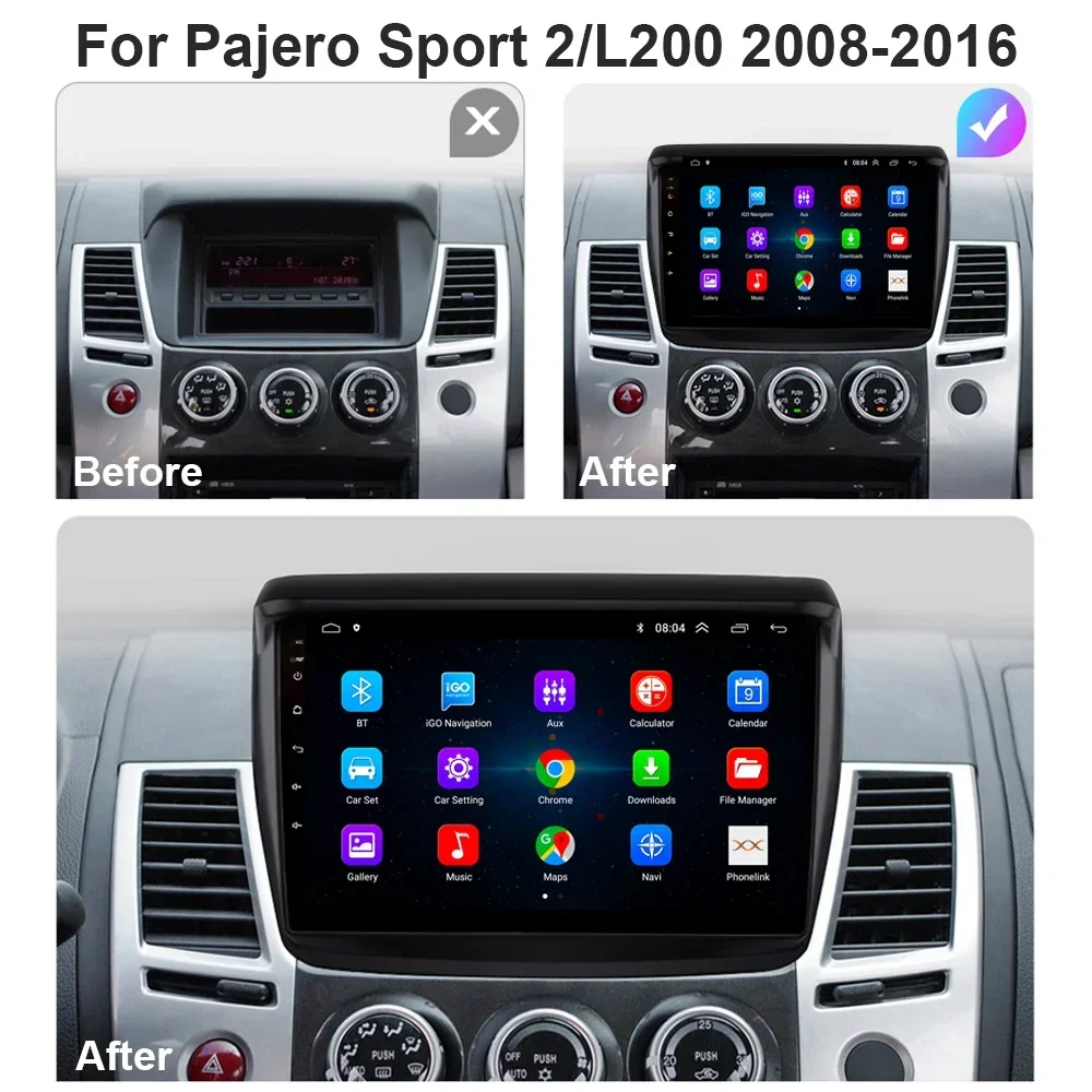 For Mitsubishi Pajero Sport 2 L200 Triton 2008 - 2016 car radio 2 din android Auto Multimedia Carplay 2din DVD GPS Navigation