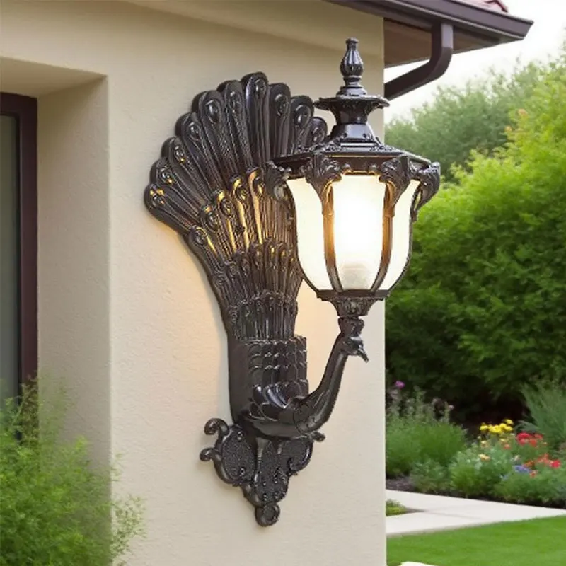 الأوروبية الرجعية حديقة فيلا مدخل شرفة الممر شرفة مصباح الجدار مقاوم للماء #2