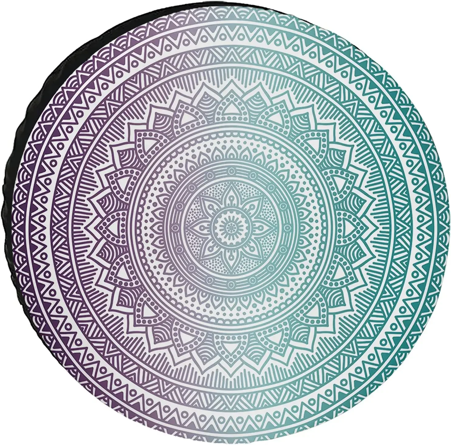 Purple Turquoise Ombre Mandala Tire Cover Universal Fit  Trailer SUV Waterproof Spare Wheel Cover Geometric Floral Pattern