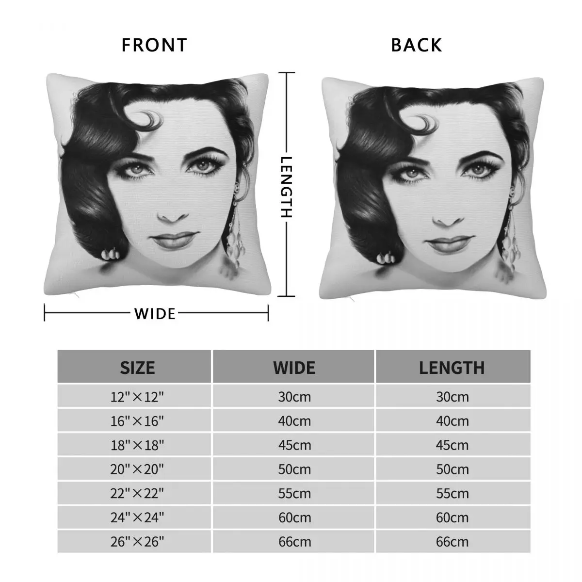 Elizabeth Taylor Minimal Portrait Pillowcase Polyester Linen Velvet Creative Zip Decor Throw Pillow Case Sofa Cushion Cover 18