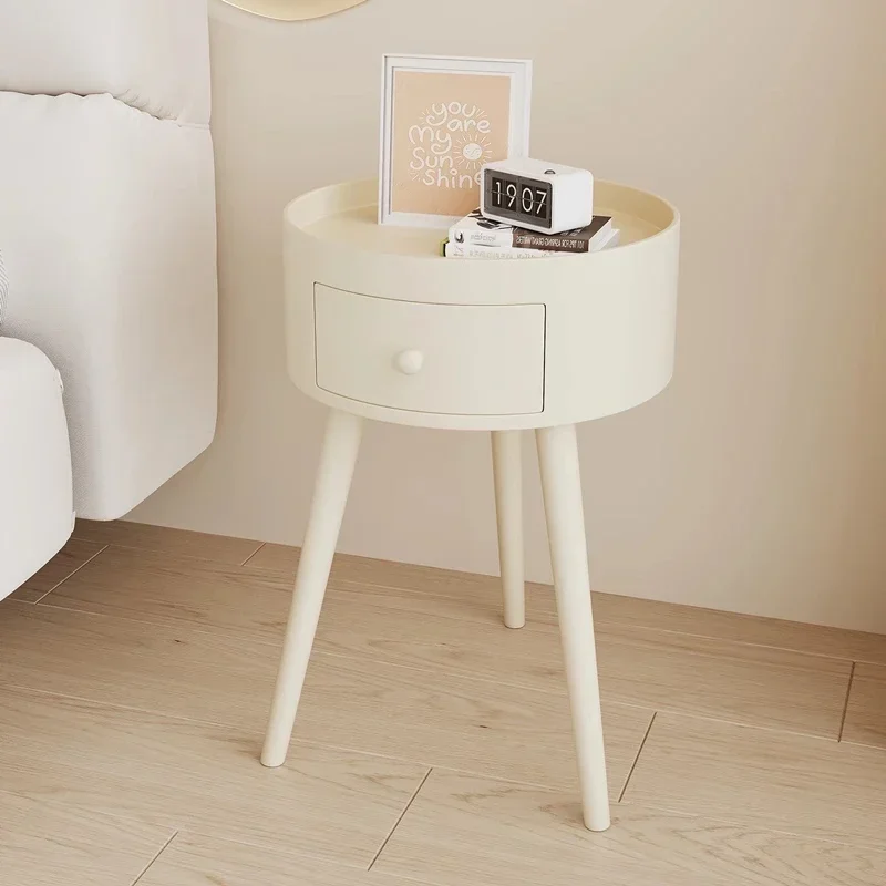 Nordic Style Three Legs Bedside Table Bedroom Wooden Nightstand Light Luxury Simple Small Round Table Desk Lockers Coffee Table