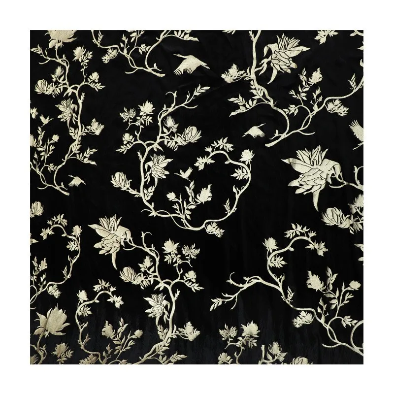 Tecido feminino de alta qualidade para camisas, camisolas e cheongsams feitos de tecido de seda e veludo de viscose em relevo dourado