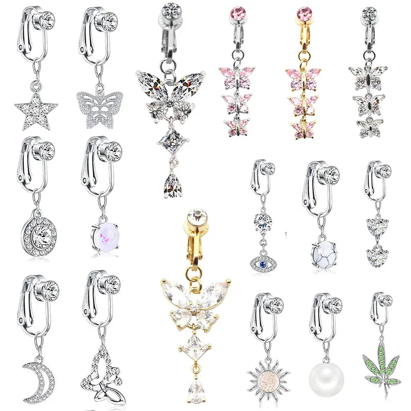 Faux Nep Buik Vlinder Nep Buik Piercing Hart Clip Op Navelstreng Navel Nep Pircing Vlinder Verlaat Kraakbeen Earring Clip