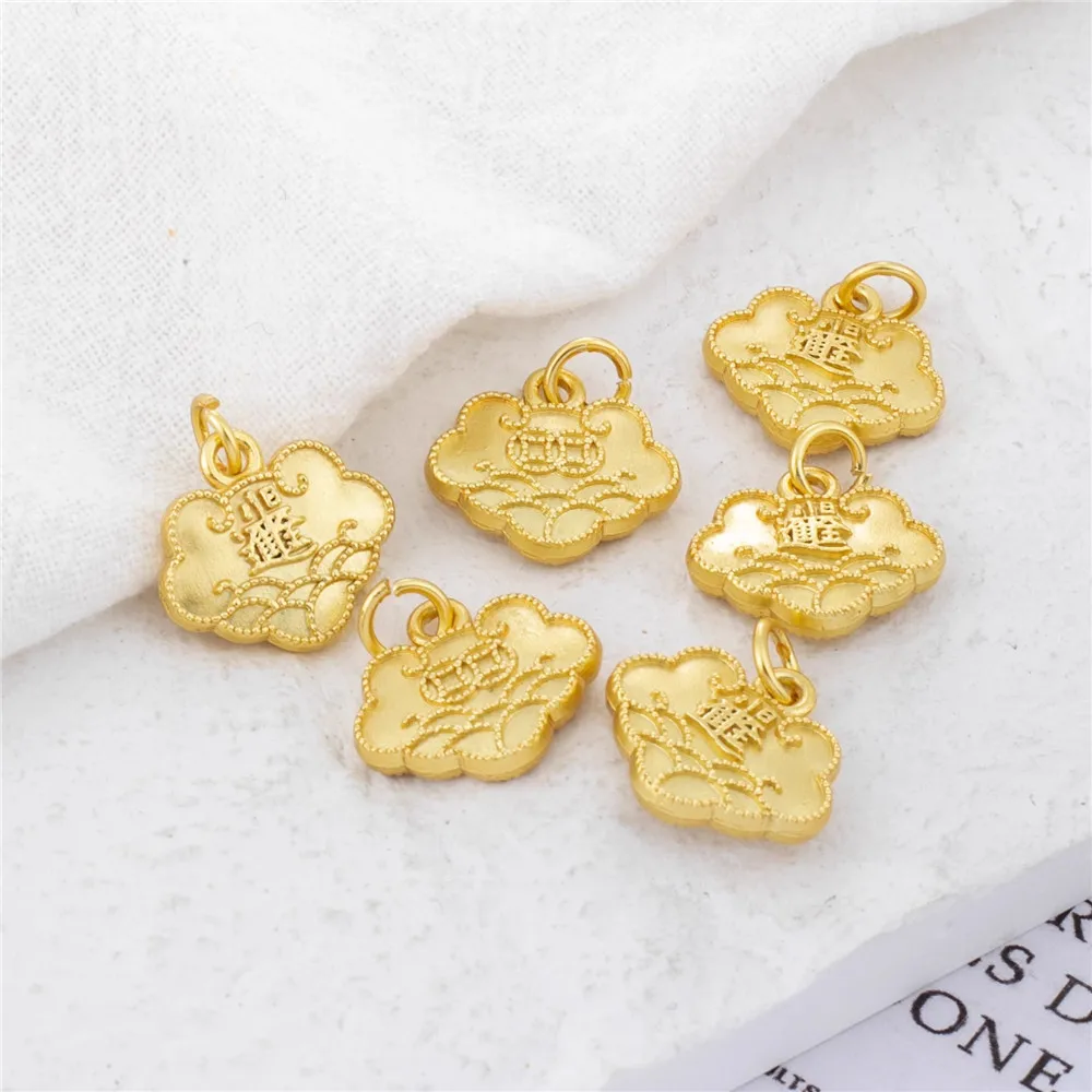 

Lucky Treasure Ruyi Hanging Pendant, 18K Filled Gold Bag, DIY Bracelet, Necklace, Earring Jewelry, 13x14mm