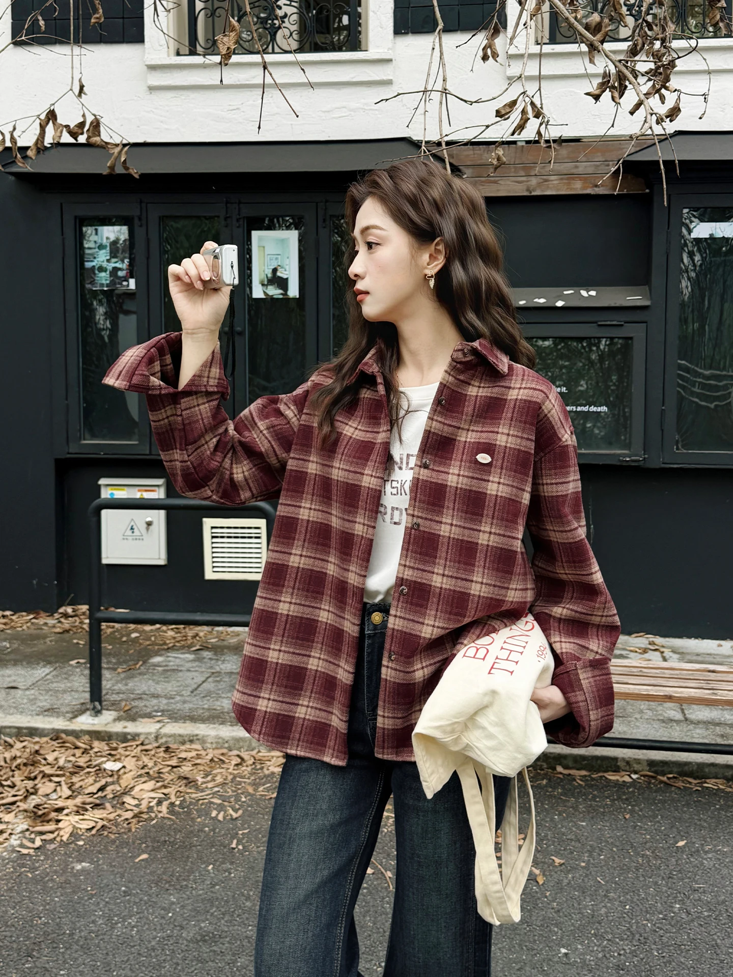 

Ретро-красное клетчатое свободное повседневное длинное платье-рубашка для женщин, износостойкое, не деформируется