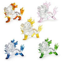 Color Crystal Mini Dragon Figurine Collectible Hand Blown Glass Chinese Dragon Ornament for Home Lucky Feng Shui Decor Gift