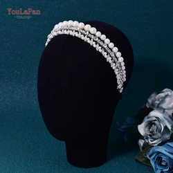 YouLaPan Bride Pearl Hair Accessories Rhinestone Hair Hoops Wedding Women Headwear Fashion Bridesmaid Party Headpiece HP660