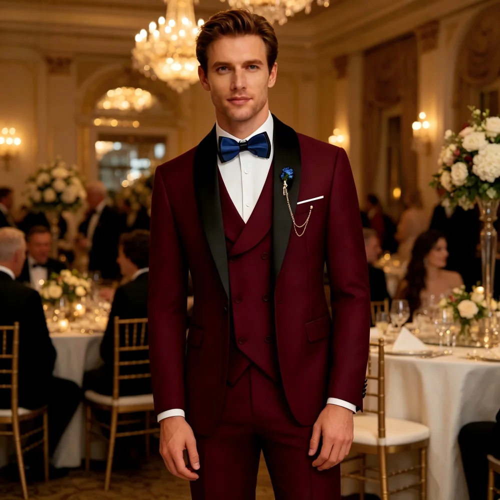 

Мужской деловой костюм-тройка ULBYANRY Terno Preto из жаккарда для официальных мероприятий: пиджак + жилет