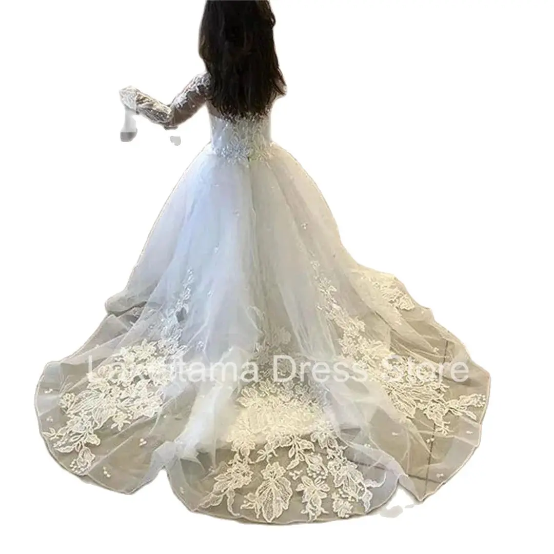 Layered Elegant Flower Girl Dresses For Wedding Ivory Tiered Puffy Tulle Bow with Kids Birthday Gift First Communion Ball Gowns