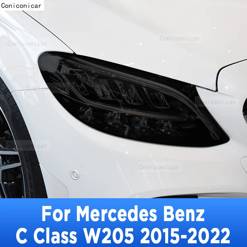 

For Mercedes Benz C Class W205 2022 Car Exterior Headlight Anti-scratch Front Lamp Tint TPU Protective Film Repair Accessories