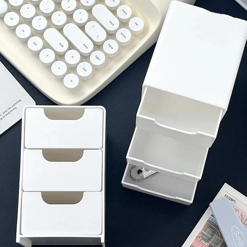 Organizador de Escritorio de 3 Niveles con Diseño de Cajones para el Hogar, Práctico Organizador de Cosméticos, Joyería y Artículos de Oficina