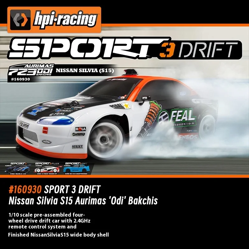 Hpi Sport 3 Simulação de Deriva Nissan Silvia S15 Odi Controle Remoto Elétrico 4wd Drift Racing Car Masculino Presente de Aniversário
