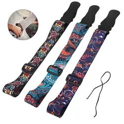 Adjustable Printing Guitar Strap National Style Flowers Pattern Guitar Belt for Acoustic Folk Electric Guitar Bass Accessories