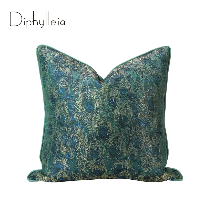 Diphylleia Art Peacock Feather Jacquard Cushion Covers Beautiful Luxury Pillowcase Adding Classic Designer Character To Any Room