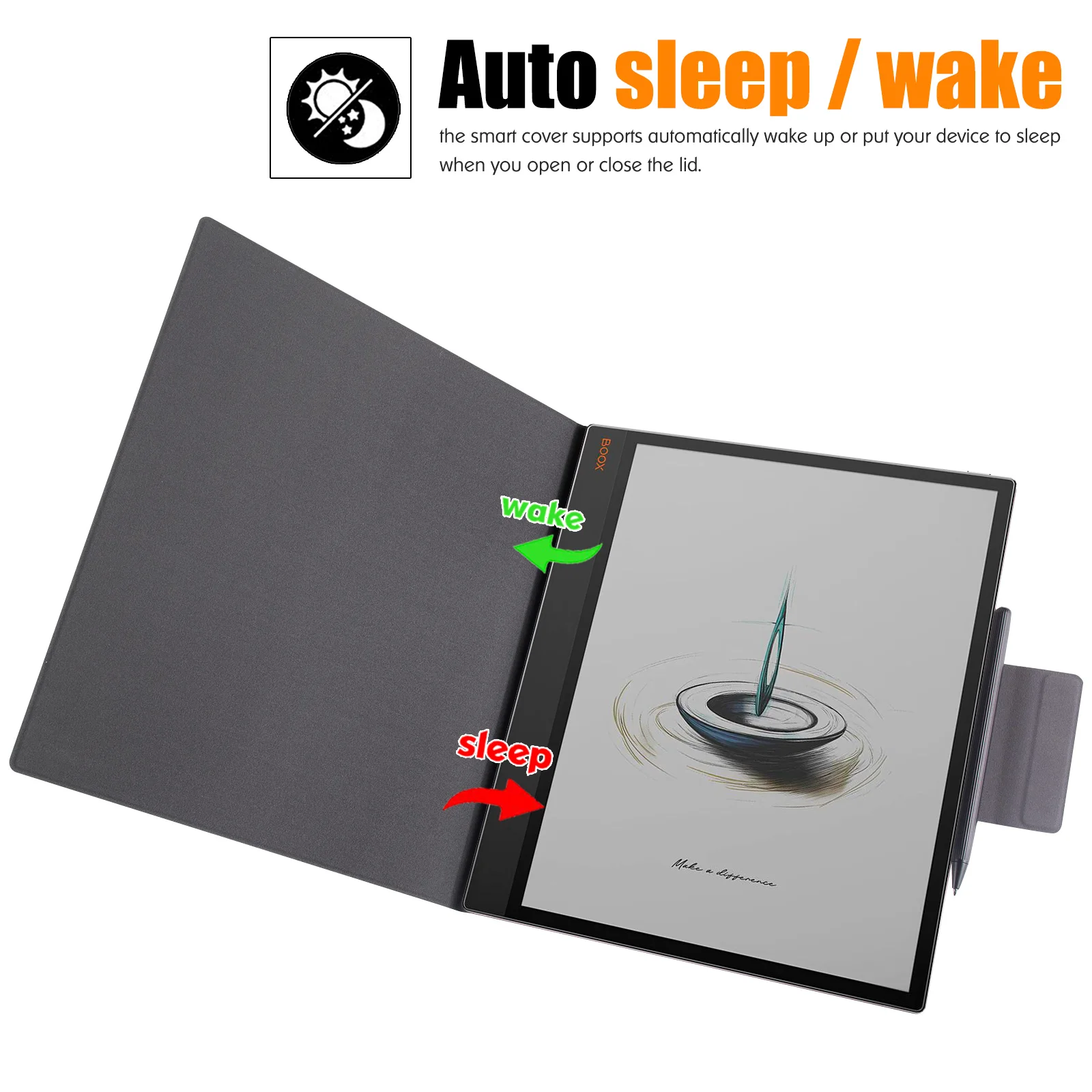 Magnetic Case for Onyx Boox Note Max 13.3",Premium PU Leather Folio Cover with Pen Clasp Design,Auto Sleep/Wake,Slim Lightweight - view 2