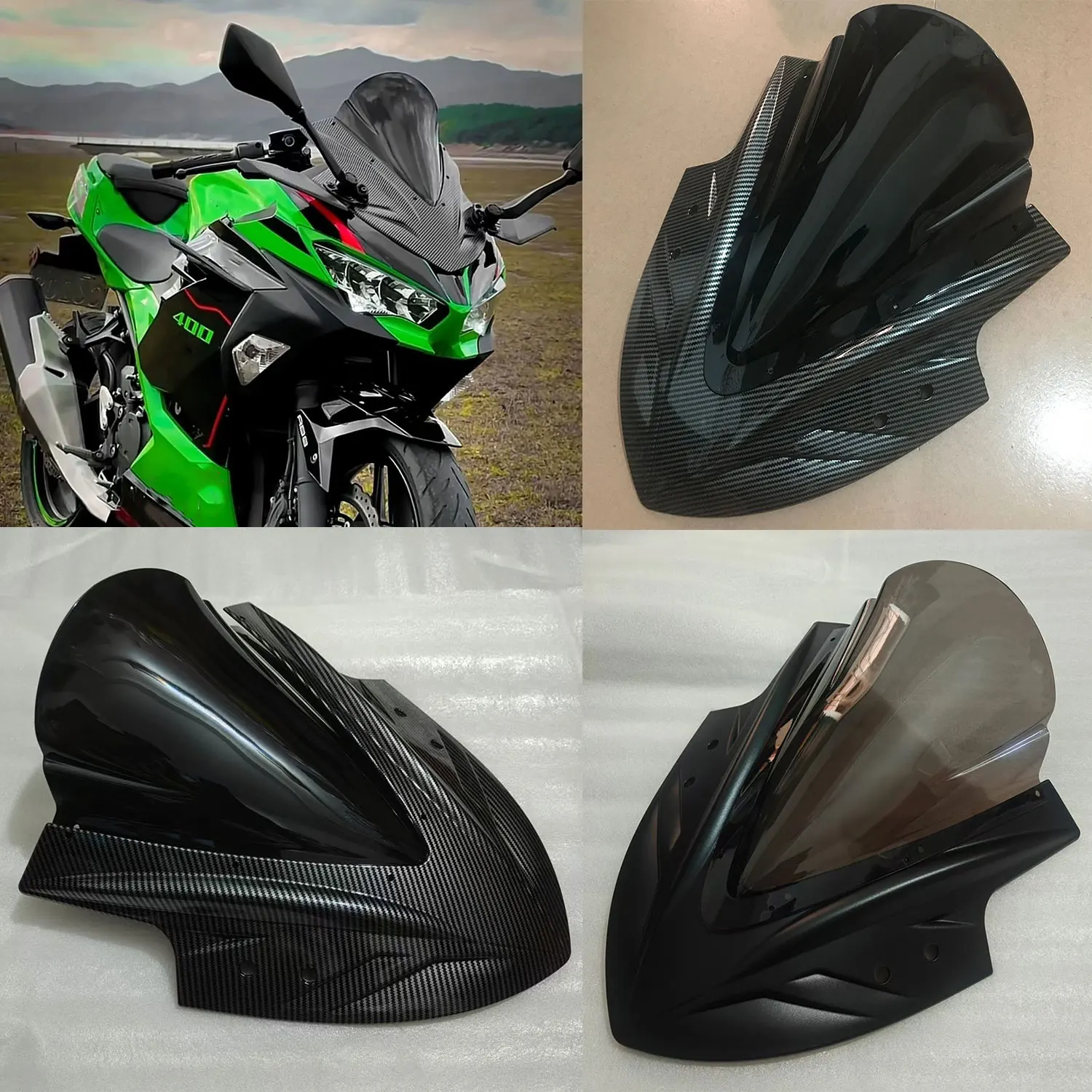 Fit For Kawasaki NINJA 400 Z400 EX400 2018 -2022 23 2024 Double Bubble Windscreen Screen Wind Deflectors Windshield Accessories