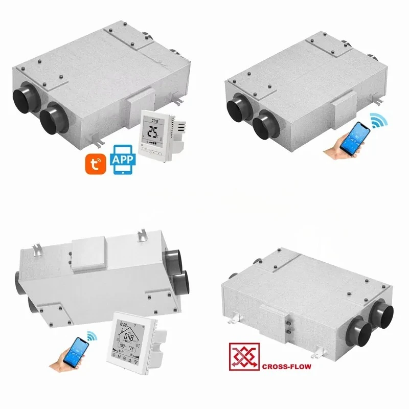 Double flow VMC heat recovery HRV ventilation bypass function fresh air extraction air bidirectional ventilation system
