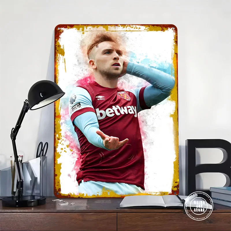 Jarrod Bowen Tinplate Poster Custom Wall Art Vintage Metal Signs Retro Tin Plaque for Aesthetic Room Decor Men Gamer Decoration