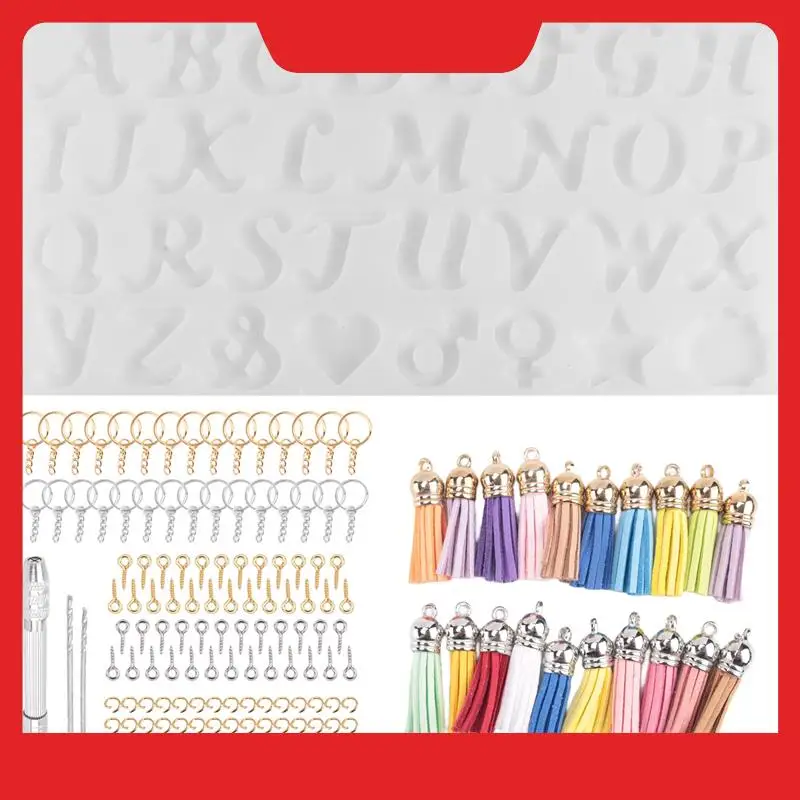 

A32HOT-Reverse Letter Resin Mold Kit, Silicone Mold For Resin DIY, Letter And Decorative Epoxy Resin Keychain Making Set