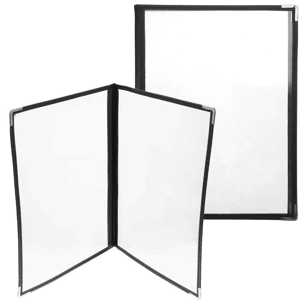 2 Pcs Recipe Folder Menu Restaurant Book Clear Pvc Binder Cover Black Personal Planner