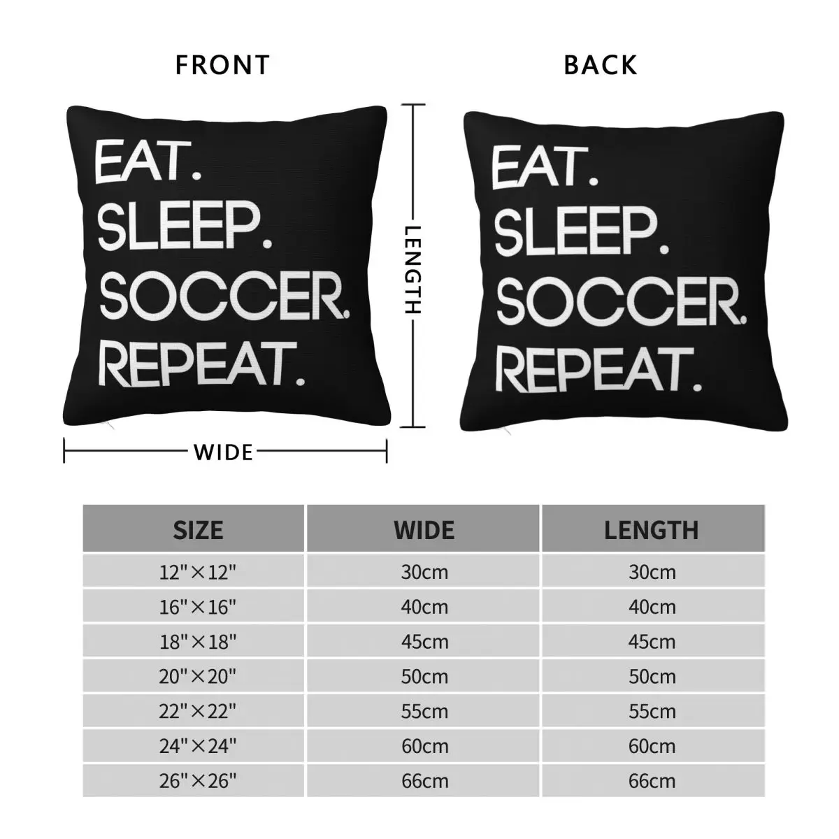 Eat Sleep Soccer Repeat Pillowcase Polyester Linen Velvet Creative Zip Decorative Pillow Case Home Cushion Cover 45x45