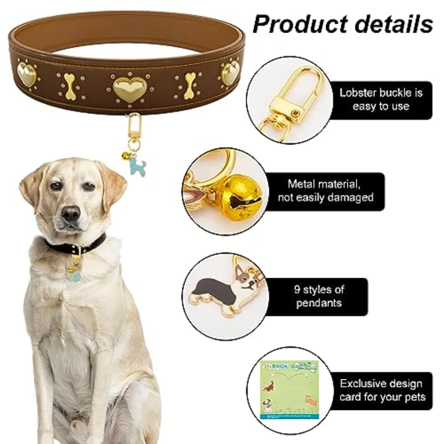 12pcs Pets Collar Pendants for Cat Dog Paw Bone Emel Pet Small Bells with Swivel Clasps Colorful Clipon Charms for Cat Dog DIY