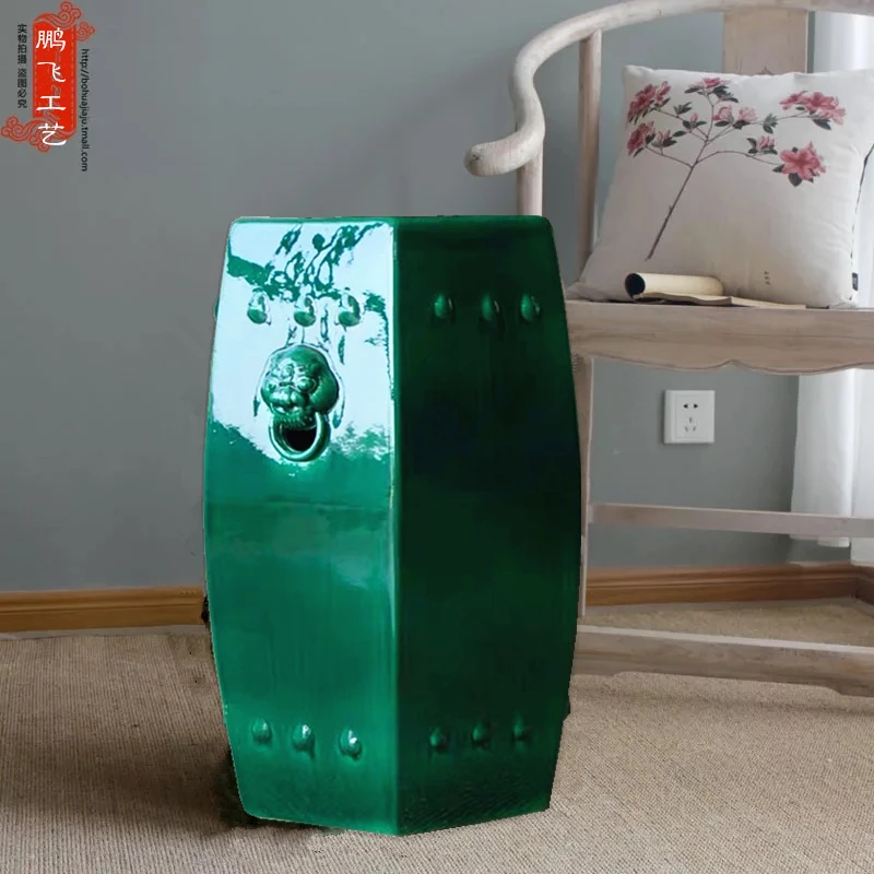 New Chinese ceramic drum stool, prismatic square cool pier study sofa side several classical ornaments