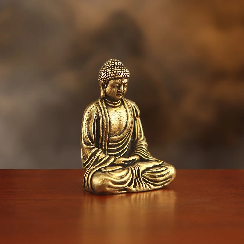 

Brass Great Sun Buddha Statue Creative Pocket Buddha Home Decoration Desktop Ornament Vintage Distressed Car Buddha Statue