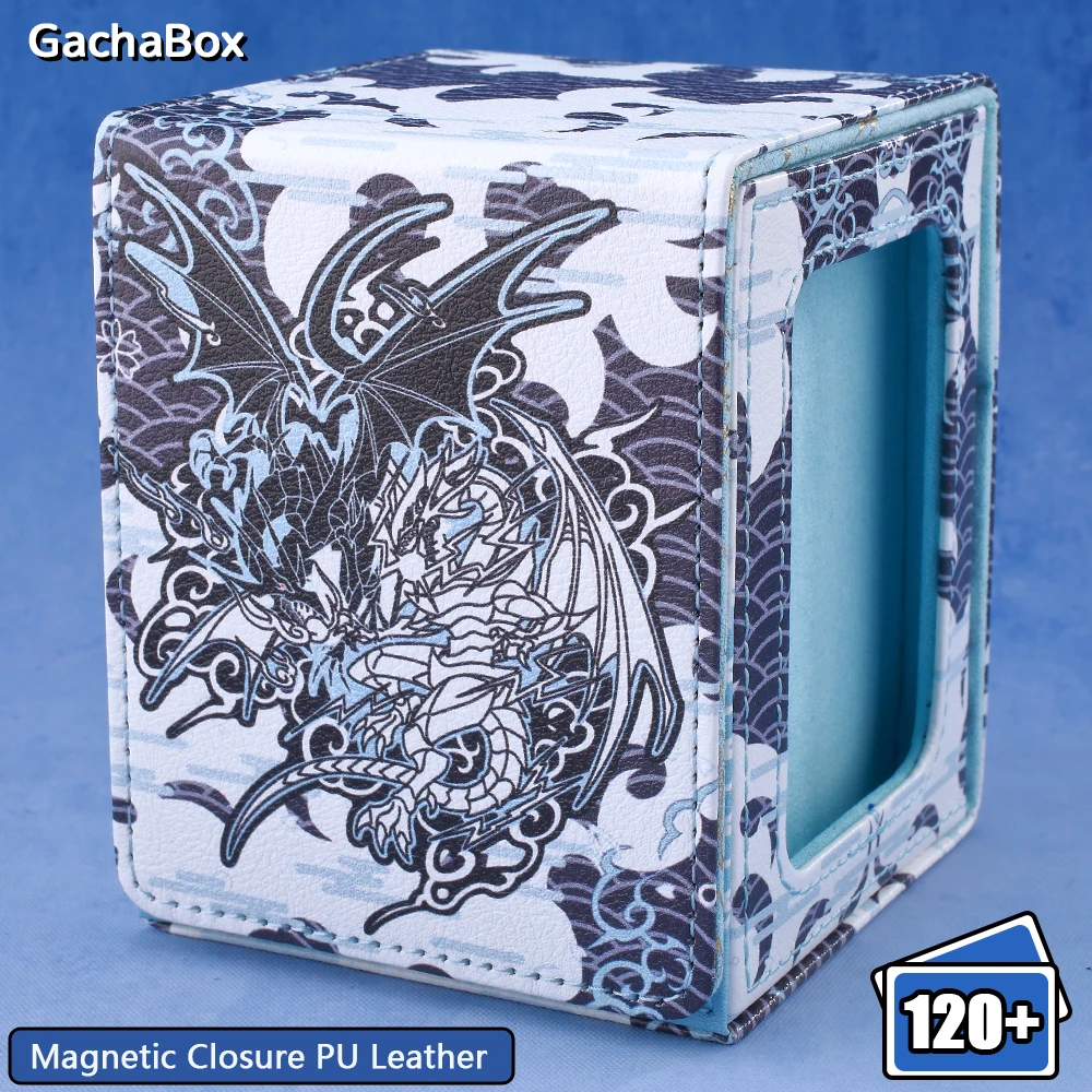 Diviner Dragons Chi Deck Storage Boxes Magnetic Closure PU Leather, Holds 120+ Cards for PTCG YGO TCGMTG Card Game Collection